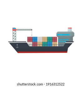 Container ship. Transport ship, vector illustration