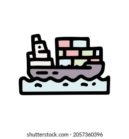 container shipping color vector doodle simple icon