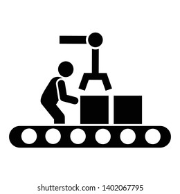 Container, shipping, man, machinery, automation icon. Element of manufacturing icon. Premium quality graphic design icon. Signs and symbols collection icon for websites, web design