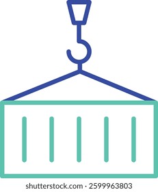 Container shipping outline dual color vector illustration icon design