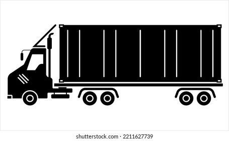 Container Shipping Truck Icon Vector Art Illustration
