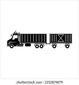 Container Shipping Truck Icon Vector Art Illustration