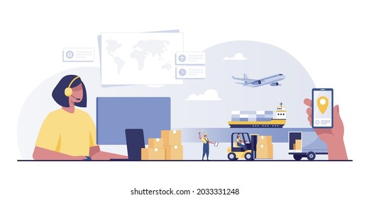  Container Ships, Break Bulk, Logistic and delivery service typographic header concept. Air freight and logistic industry. transportation service concept.