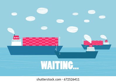 Container ships floating in the sea
