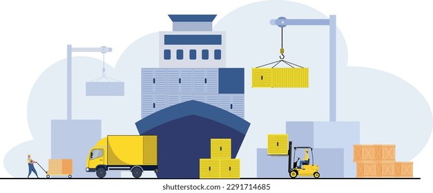 Container Ships, Freight Forwarder, Industrial sea port cargo logistics container import export freight ship crane water delivery transportation concept