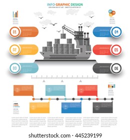 Container ship,shipping info graphic design on white background,vector