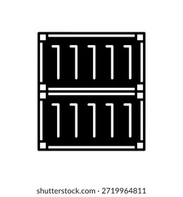 Icono de vista lateral del contenedor estilo de relleno negro sobre fondo blanco aislado