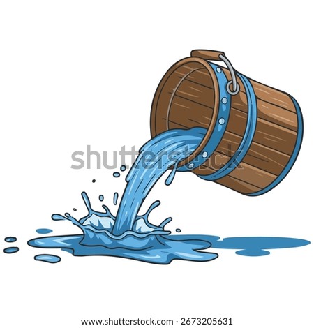 Container with splashing water isolated vector illustration on white background