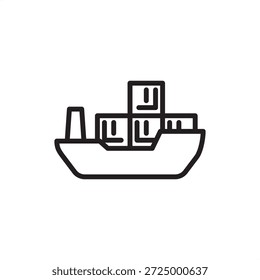 Symbol für die Verteilung von Containern, das den Umschlag von Schiffsfracht, den Betrieb von Spreizbalken und die Terminallogistik symbolisiert, die ISO-Containeranhebung, Hafenkran-Ausrüstung, Schiffsbeladung und globale Schifffahrt repräsentiert.