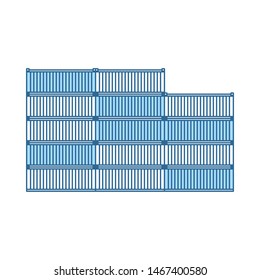 Container Stack Icon. Thin Line With Blue Fill Design. Vector Illustration.