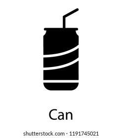 A container with straw and soft drink in it symbolizing tin pack 