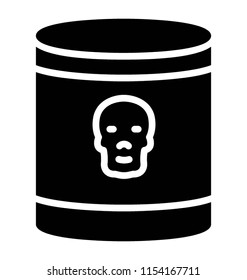 
A container with a symbol used to represent biohazard chemical, toxic barrel 
