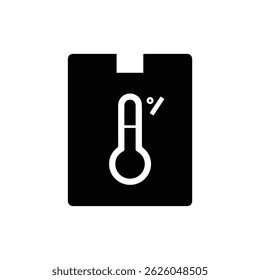 Contêiner com Ícone de Símbolo de Aviso de Temperatura em Design Preenchido de Preto