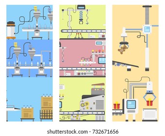 Container terminal production transporter cards industrial technology factory equipment vector machine line conveyor.