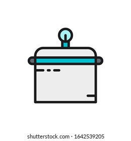 Contenedor para la desinfección de herramientas, cuadro de esterilización línea de color plano.
