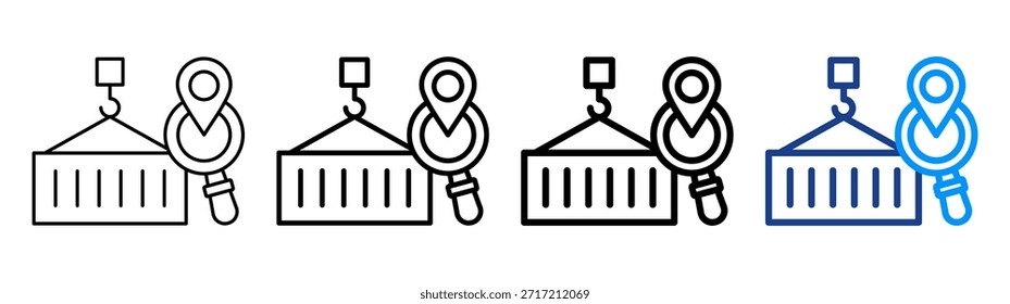 Conjunto de Colección de contorno diferente de icono de seguimiento de contenedores