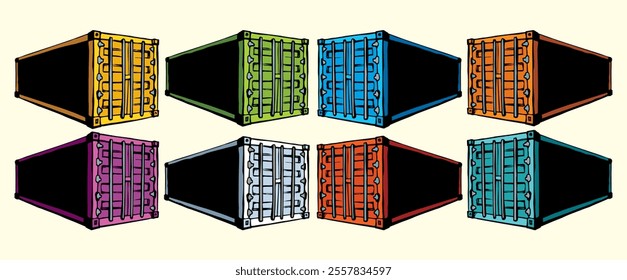 Container for transportation. Vector drawing