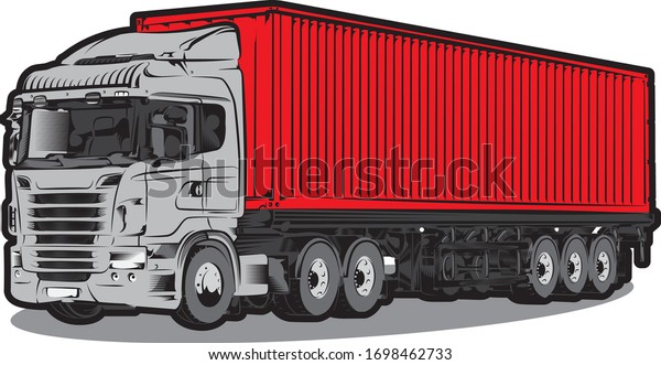 Container Truck Drawing\
And Illustration