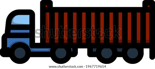 Container Truck Icon. Editable Bold Outline\
With Color Fill Design. Vector\
Illustration.