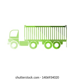 Container Truck Icon. Flat Color Ladder Design. Vector Illustration.