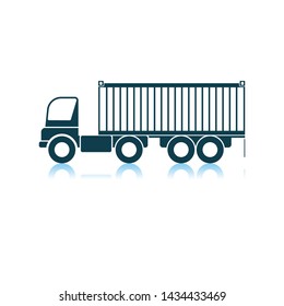 Icono del camión contenedor. Diseño de reflexión de sombra. Ilustración vectorial.