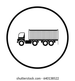 Container truck icon. Thin circle design. Vector illustration.