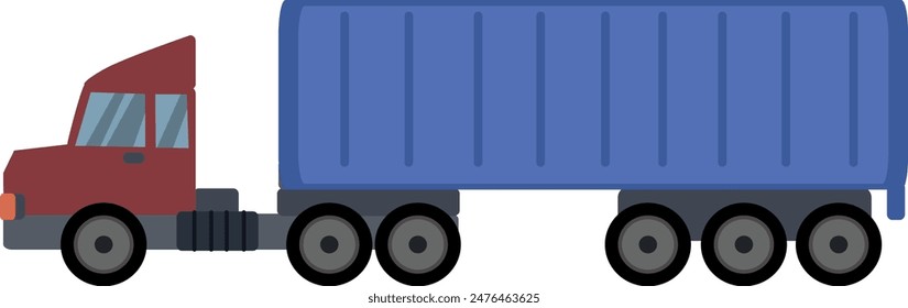 Container truck isolated on white background. Cartoon truck flat vector illustration