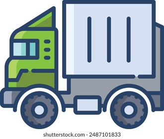 Container truck linear color illustration
