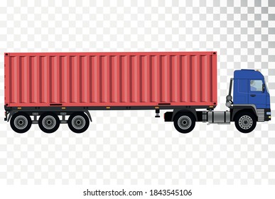 Container truck on a transparent background. Cargo transportation, transport, cargo transportation, logistics, international transportation.