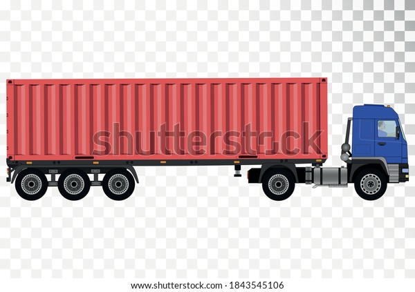 Container truck on a transparent\
background. Cargo transportation, transport, cargo transportation,\
logistics, international\
transportation.