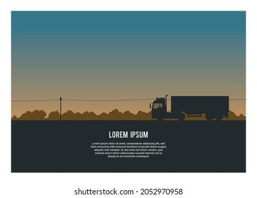 Container truck silhouette. Simple flat illustration.