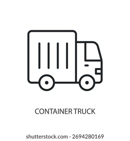 Container LKW dünne Linie Vektorsymbole.