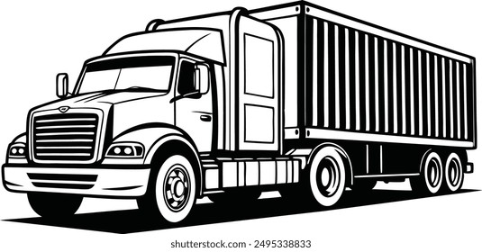 container truck vector hand drawn sketch illustration