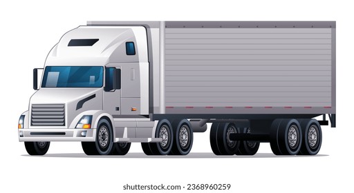 Container truck vector illustration. Cargo delivery truck isolated on white background