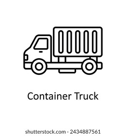 Container Truck vector outline icon design illustration. Manufacturing units symbol on White background EPS 10 File