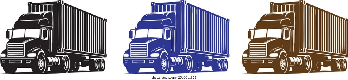 container trucks in vector silhouette image
