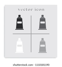 Container, tube, toothpaste, cream flat black and white vector icon.