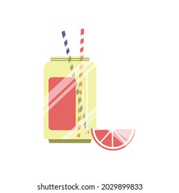 a container with tubes and fruit for a cocktail. design elements.isolated on a white background. vector graphics. textile, print, logo