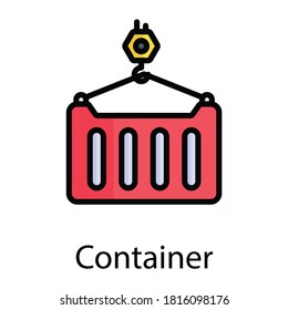 container vector flat icon, colored line vector design