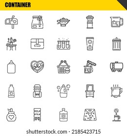 container vector line icons set. mailbox, perfume and glue Icons. Thin line design. Modern outline graphic elements, simple stroke symbols stock illustration