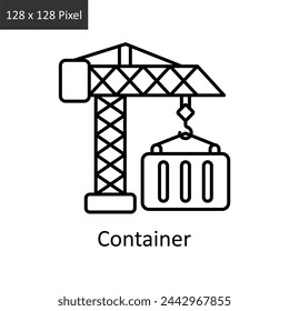 Design-Illustration für Containervektorumrisssymbol. Logistik Liefersymbol auf weißem Hintergrund EPS 10 Datei