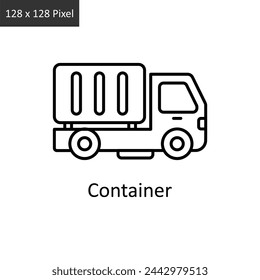 Design-Illustration für Containervektorumrisssymbol. Logistik Liefersymbol auf weißem Hintergrund EPS 10 Datei