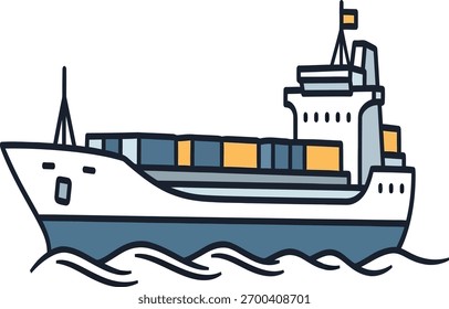 Navio porta-contentores que navega na água - Símbolo de comércio mundial