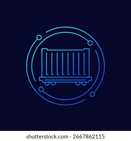 Icono del carro del envase, diseño lineal