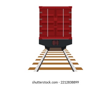 Container wagon. Rear view. Simple flat illustration in perspective view.