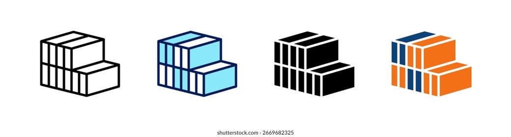 Container Yard All In One Icon Multi Styles Vektor Set