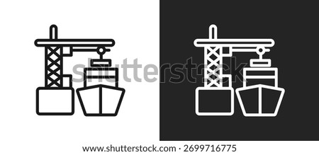 Container Yard Outline Icon In Black And White Filled Style