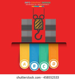 Container,cargo info graphic on red background,vector