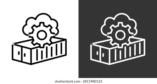 Containerization Black And White Multiple Style Icon Set Collection Pack Vector Illustration