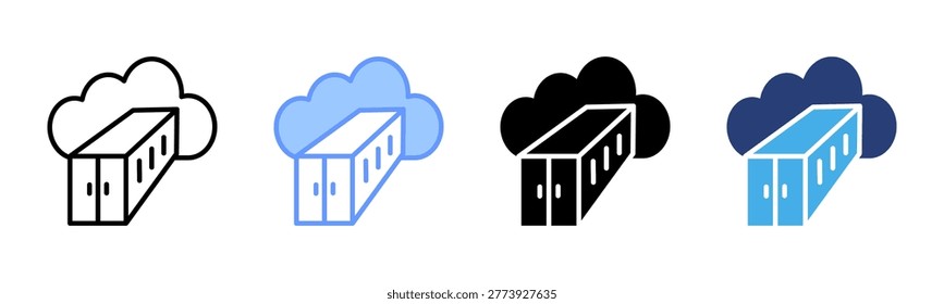 Containerization icon set multiple style collection